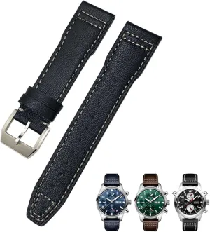 Portugieser Bracelets Mark 18 Soft Blue Strap 20mm 21mm Cowhide Leather Watchband Suitable For IWC ordinance Zealand enlightenment month Pilot Watches 