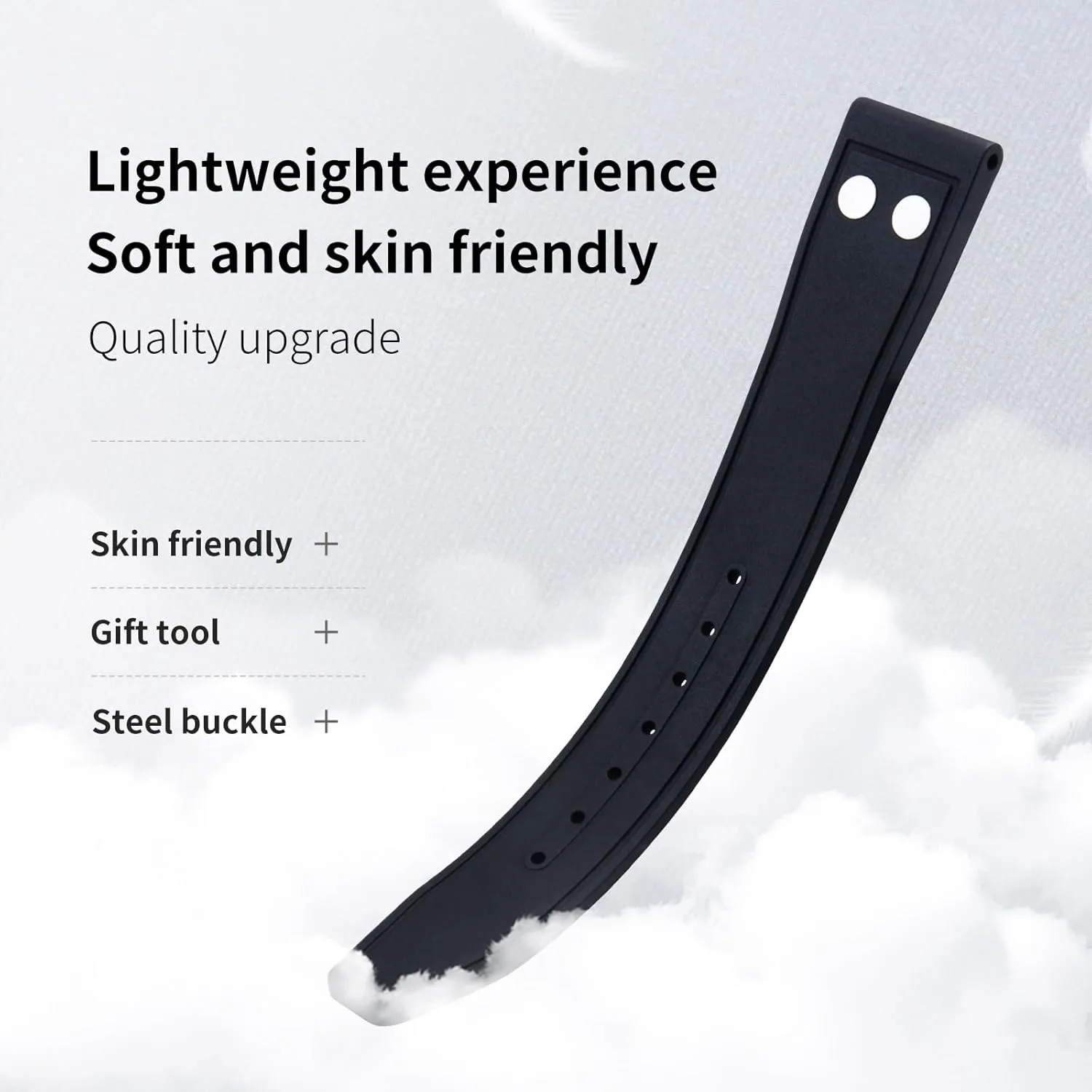 Portugieser Soft Wristband 20MM 22MM Nature tell stiff paralyze dirt Fluororubber FKM Rubber With Rivet Watchband For IWC Big Pilot Mark 