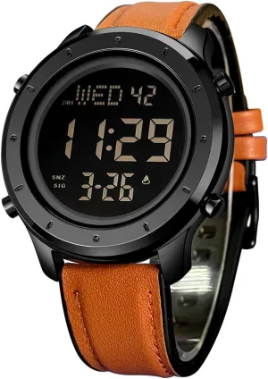positive Waterproof Stopwatch Mens Leather Watch for Men Digital Watch Men's Wrist Watches LED Minimalist Stainless Steel 