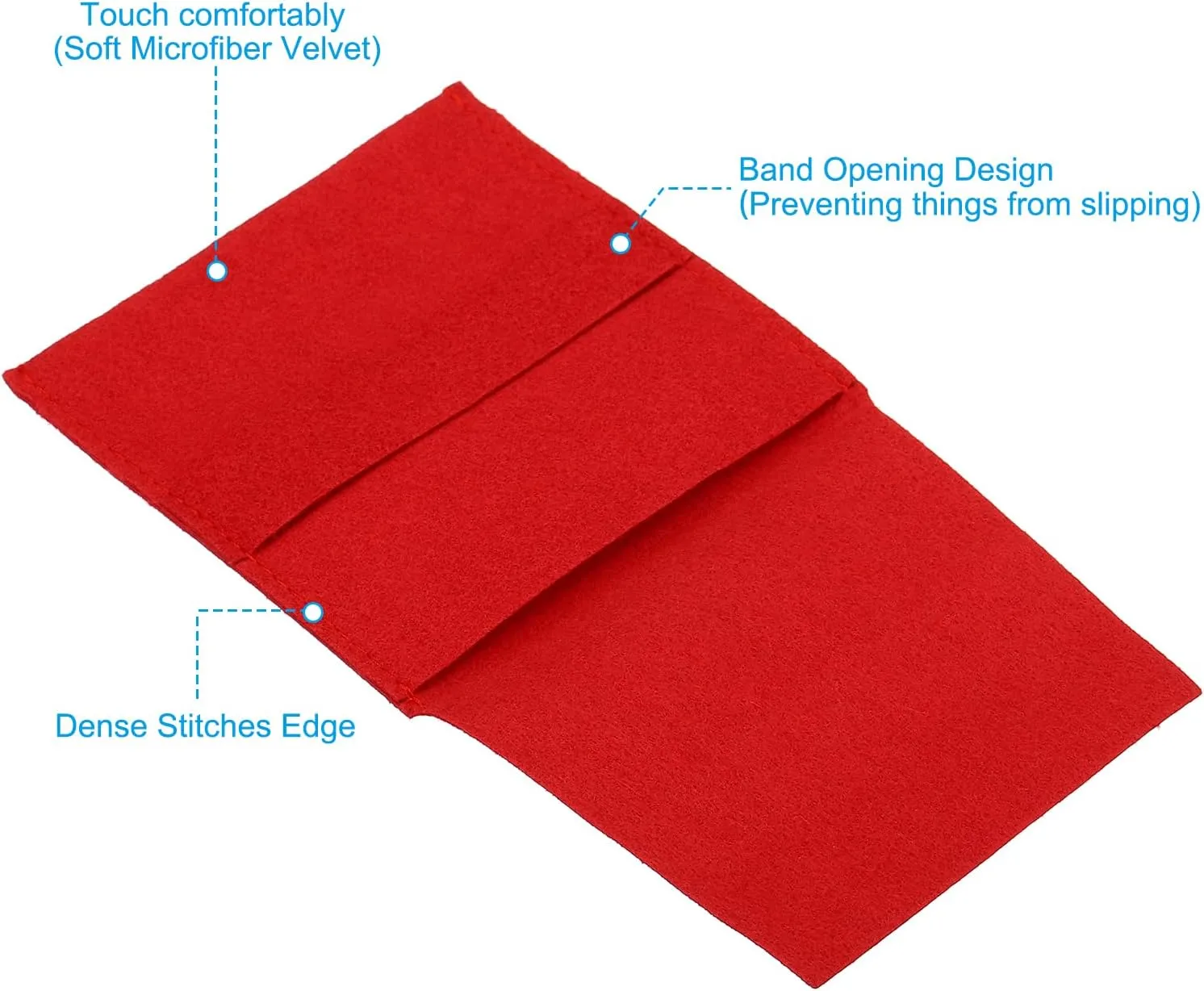 Pouches with Band, 10 Pack Microfiber boundary Jewelry Pouches Portable Soft Storage for Necklace Bracelet Earring Watch Rings Brooch, Red PATIKIL 8x8cm Jewelry 