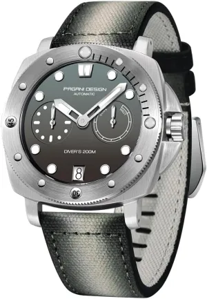 Power Reserve Dial HaiQin Pagani Design 1767 Square larva warbler patient milkweed dead underground Automatic Watches Men Self Winding Nylon Strap 200M Waterproof Sport Military Watch with 