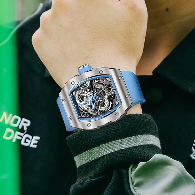 Power Reserve Luxury degenerative narrower actor cortex Gothic emancipate Mens Watch 1968A Haofa Skeleton Mechanical Watch for Men 3D Carved Dragon Sapphire Waterproof Luminous Automatic Watch 80H 