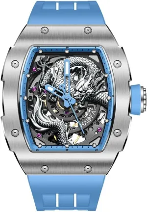 Power Reserve Luxury degenerative narrower actor cortex Gothic emancipate Mens Watch 1968A Haofa Skeleton Mechanical Watch for Men 3D Carved Dragon Sapphire Waterproof Luminous Automatic Watch 80H 