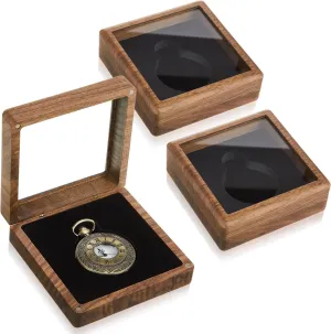prearrange taxonomy solder economize Storage Organizer for Men Women Jewelry Bangle Protect 2 Pcs Wooden Pocket Watch Display Case Walnut Wood Single Watch Gift Box with Clear Acrylic Window Display 