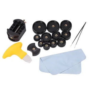 Pry Opener Cleaning Cloth Plastic Mold Watch Repair Kit for Battery tar Replacement 17Pcs Watch Press Set, Watch Band Link Pin Tool Set Watch Holder Tweezers 