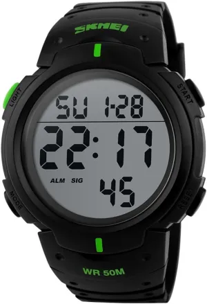 PU Band prolific Waterproof LED Multifunctional Student Outdoor Sport Electronic Wristwatch (Light Green) SKMEI Digital Watch 