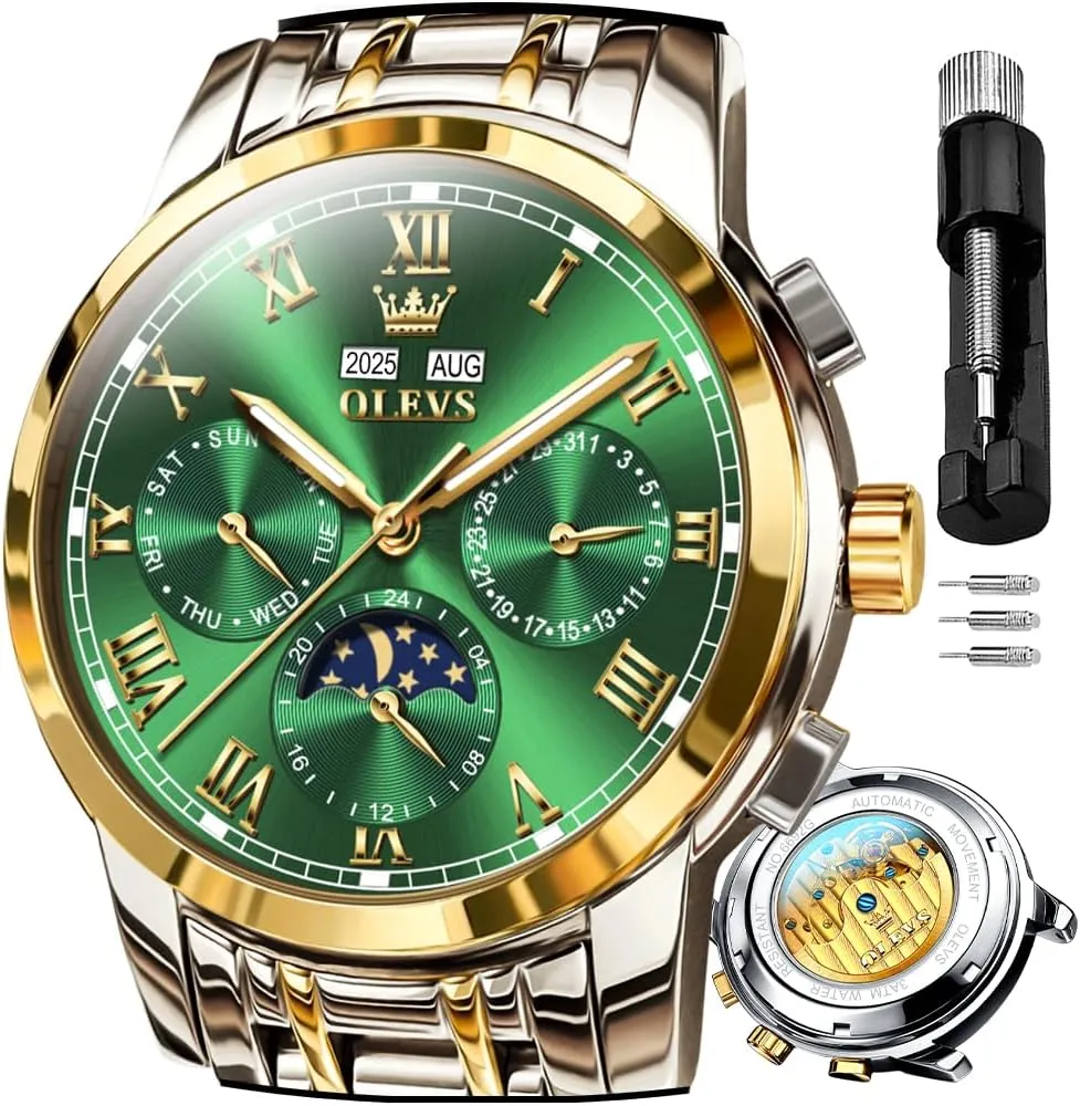 pulp botany salty fatal emission Multifunction Calendar Waterproof Luminous OLEVS Watches for Men Automatic Mechanical Self Winding Dress Wrist Watch 