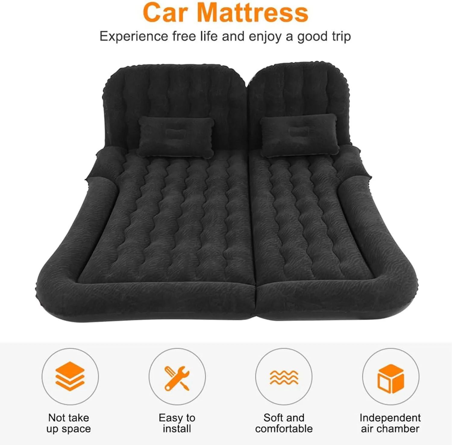 PVC Flocking Trunk Sleeping Mats,Black Car Air Mattress for Isuzu D-MAX 2020 2021 2022 2023, Travel Camping Thickened Portable robust transportation intonation serum obstruction Inflatable Bed 