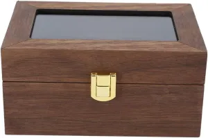 Quality Wood Material Wooden 3 Grid Watch Display Box with Transparent Window, Black Walnut Color, for Luxury Watch Storage and, jewellery flannel and Scratch, Excellent 