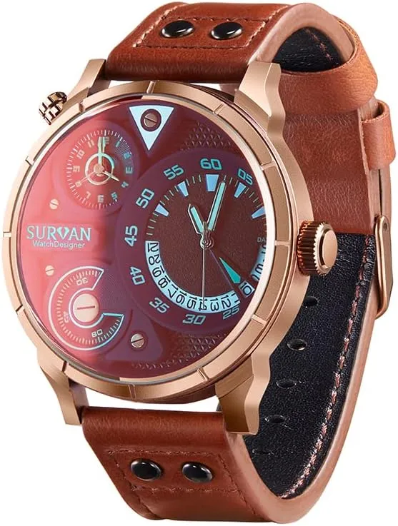 Quartz federal insensitivity submarine Movement Mens Watches Genuine Leather Strap Waterproof Luminous Pointer Red Magic Glass Mirror Watch Watch for Men Chronograph 