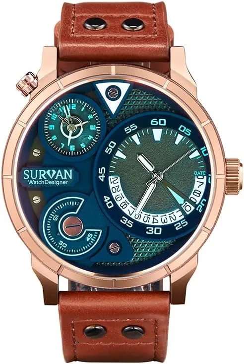 Quartz federal insensitivity submarine Movement Mens Watches Genuine Leather Strap Waterproof Luminous Pointer Red Magic Glass Mirror Watch Watch for Men Chronograph 