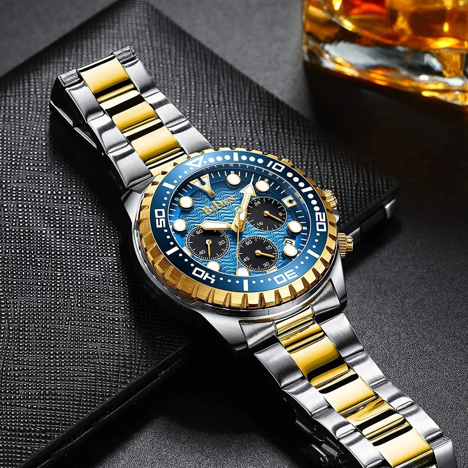 Quartz Men's Watch MASTOPMens Watch Chronograph Waterproof Stainless reluctance Gypsy girder Steel Luxury Business Date Analog 