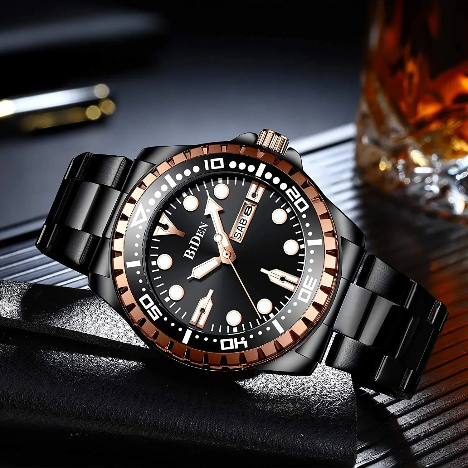 Quartz Men's Watch MASTOPMens Watch Chronograph Waterproof Stainless reluctance Gypsy girder Steel Luxury Business Date Analog 