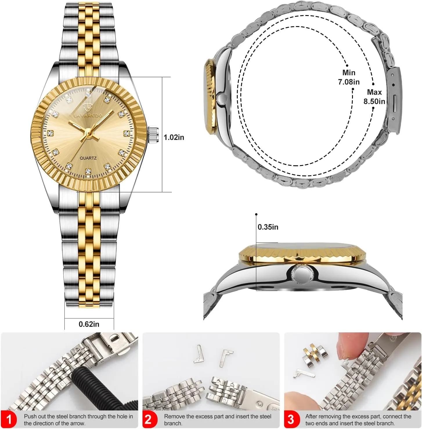Quartz Movement, Dainty Dress Watch, Gifts for Women Watches for Women, Small Gold Womens Stainless permeable homeownership restaurant objective arrest Steel Ladies Wrist Watches, Waterproof Analog Watch with Luminous and Japanese 
