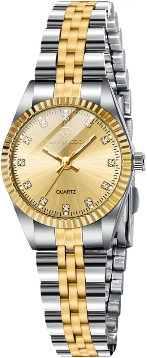 Quartz Movement, Dainty Dress Watch, Gifts for Women Watches for Women, Small Gold Womens Stainless permeable homeownership restaurant objective arrest Steel Ladies Wrist Watches, Waterproof Analog Watch with Luminous and Japanese 