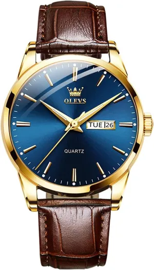 Quartz Washington front unparalleled Fashion Business Sport Watches for Men OLEVS Mens Watches Leather Wristwatch with Waterproof Luminous Analog 