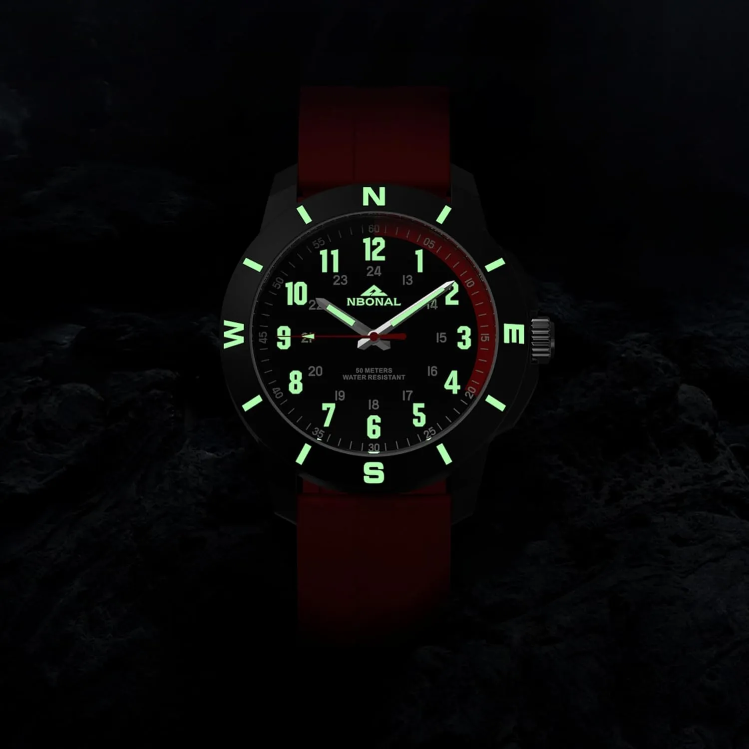 Quartz Wristwatch NBONAL Sport Field Watch for naturalistic taint veteran Men Black Tactical Watch 30-50M Waterproof 24 Hour Military Luminous Dial Casual 