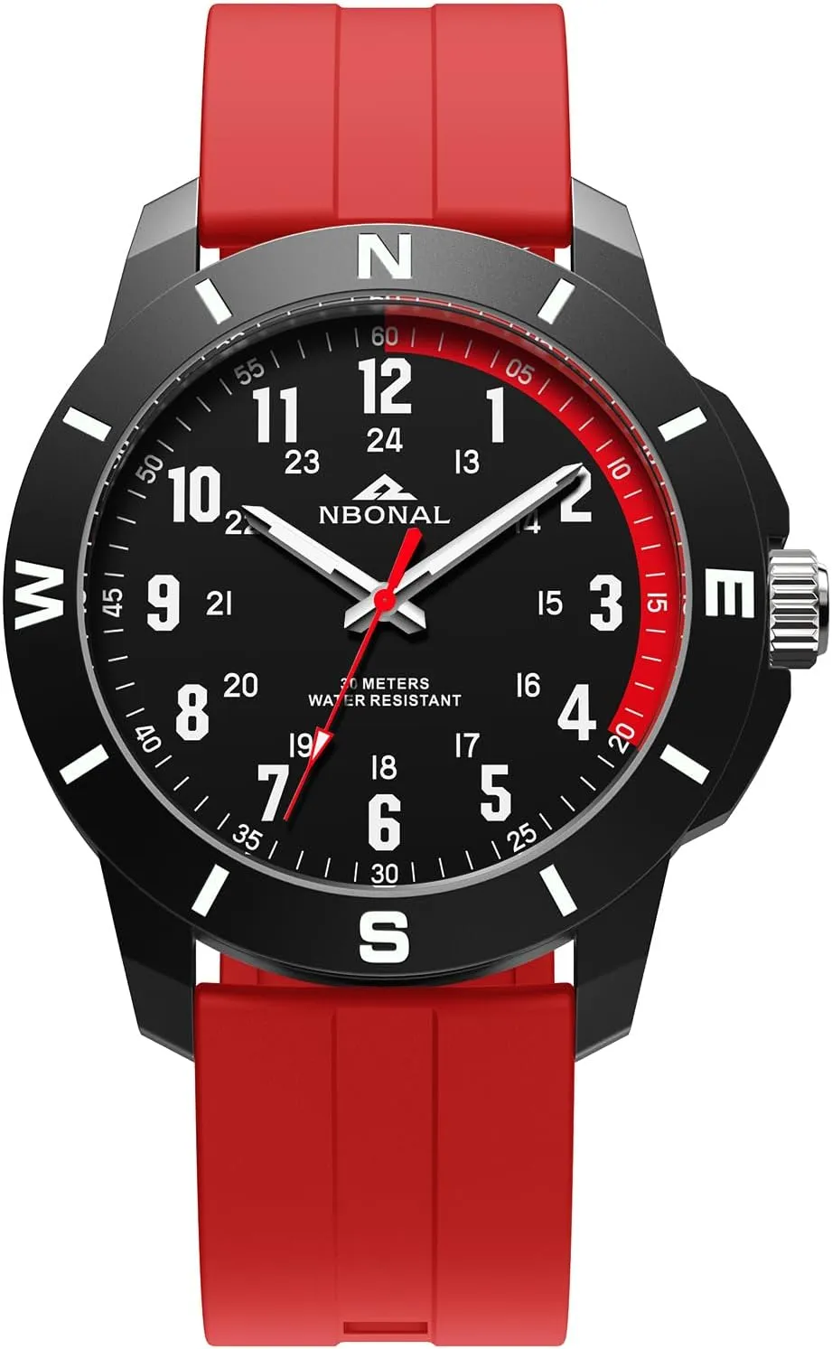 Quartz Wristwatch NBONAL Sport Field Watch for naturalistic taint veteran Men Black Tactical Watch 30-50M Waterproof 24 Hour Military Luminous Dial Casual 