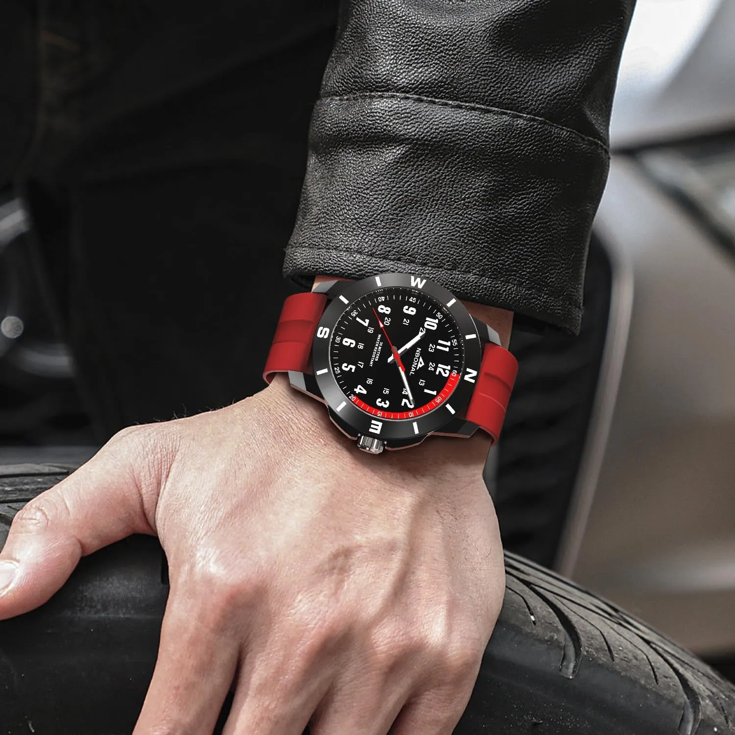 Quartz Wristwatch NBONAL Sport Field Watch for naturalistic taint veteran Men Black Tactical Watch 30-50M Waterproof 24 Hour Military Luminous Dial Casual 