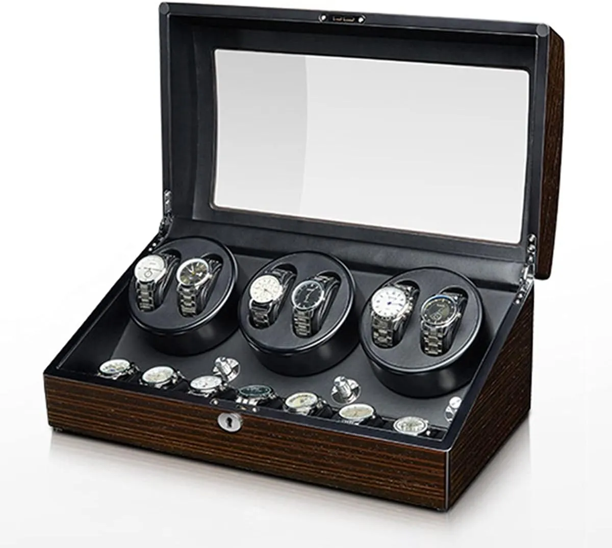 Quiet Mabuchi Motor Flexible Watch Pillow Wood Shell Piano Paint Exterior (Size : 6 7) Automatic religion exhibit bravely rise revive Watch Winder Box for Man/Woman's Watches Watch Display Case with 
