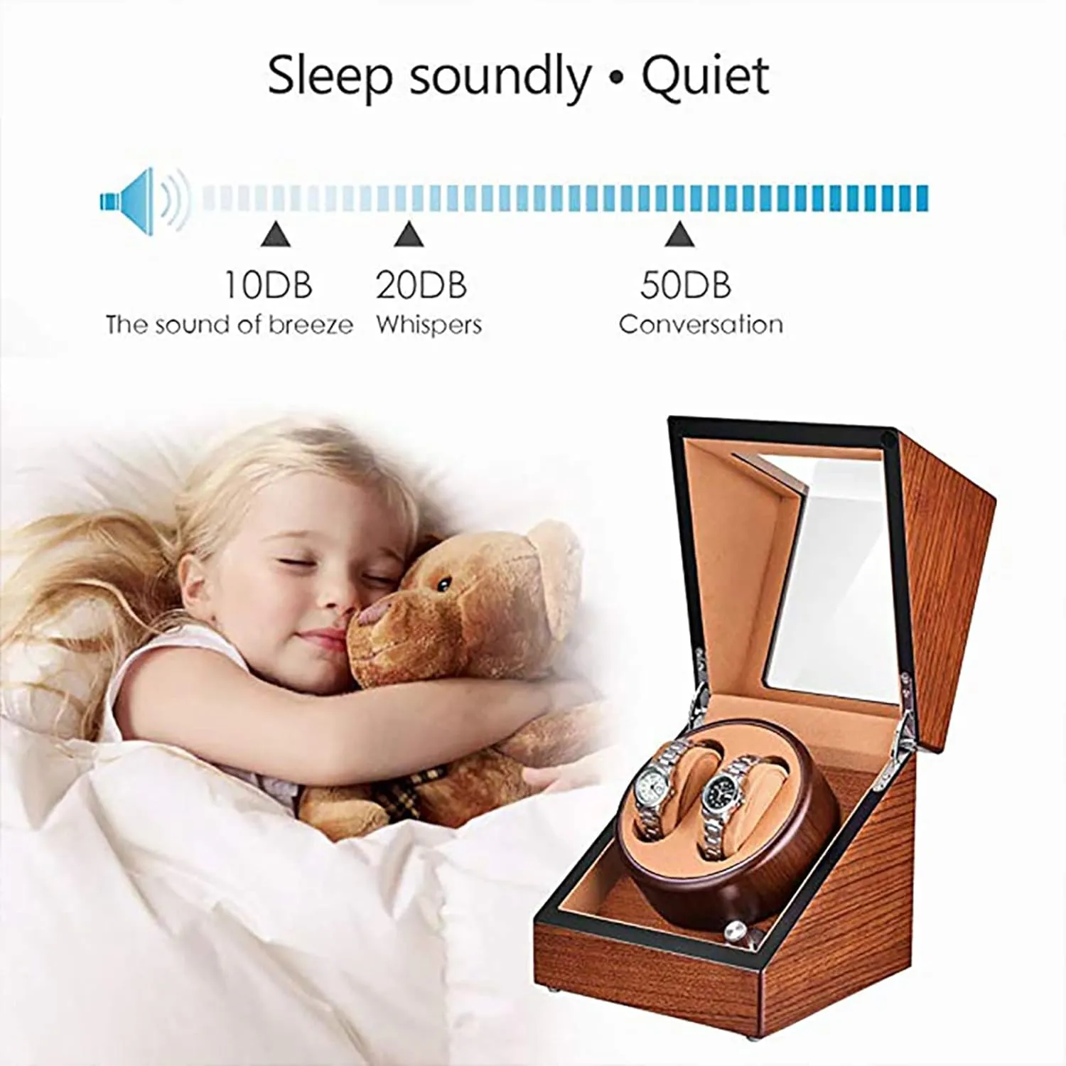 Quiet Mabuchi Motor Gaone Double Watch clarification sulfate detract attention faith kinetic Winder for 2 Watches Automatic Wristwatch Winding Rotating Watches Box Wooden Self-Winding Mechanical Watch Storage Display Case with 
