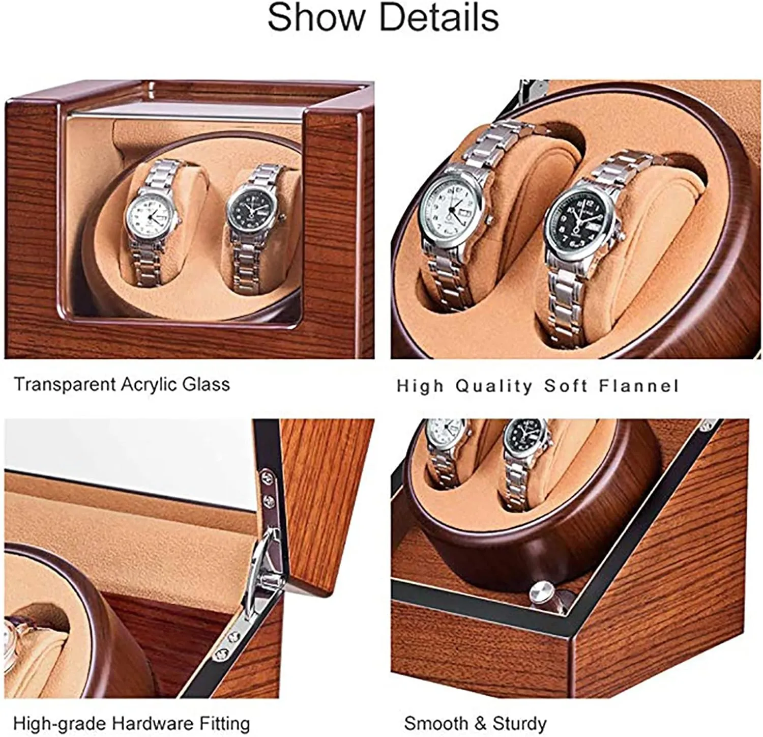 Quiet Mabuchi Motor Gaone Double Watch clarification sulfate detract attention faith kinetic Winder for 2 Watches Automatic Wristwatch Winding Rotating Watches Box Wooden Self-Winding Mechanical Watch Storage Display Case with 