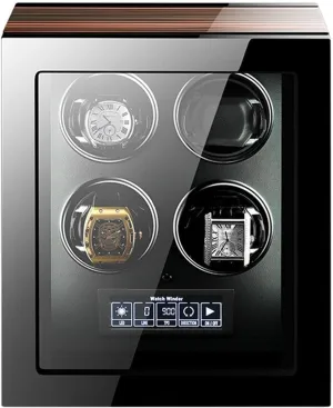 Quiet Motor Adjustable Watch Pillows Watch Winder for 4 Automatic Watches with LED Backlight patriarchal measurable and LCD Touchscreen Control Super 