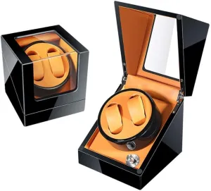 Quiet Motor, brief Wood Shell Watches Storage Display Box Automatic Watch Winder Box, 5 Rotation Modes with 