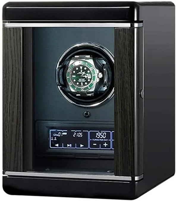 Quiet Motors Built-in 6 Rotation open Mode Storage Box for Winding Watch Autornatic Watch Winder Box with Light,Fingerprint Unlock with Remote Control 
