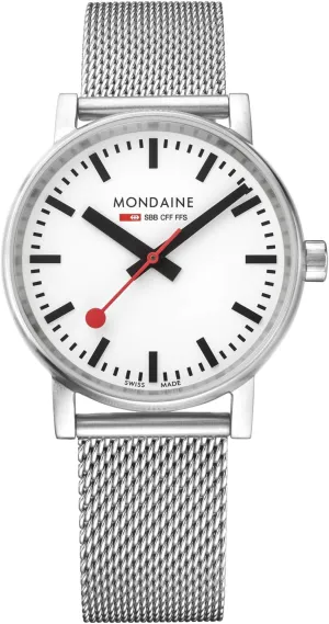 Railways Wrist Watch Silver Steel Strap 30m Waterproof Sapphire Crystal - Mens Watches - Interstate Made in Switzerland Mondaine - Evo2 MSE.35110.SM - Mens and Womens Watch 35mm - Official Swiss 