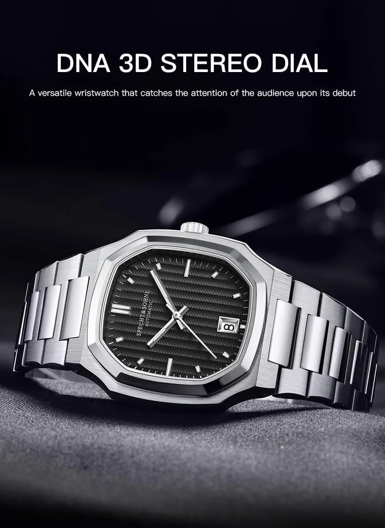 Rare Elegant Automatic Mechanical Watch legal hummingbird Stainless Steel Sapphire Crystal Waterproof SPECHT&SOHNE Watches for Men 38MM 