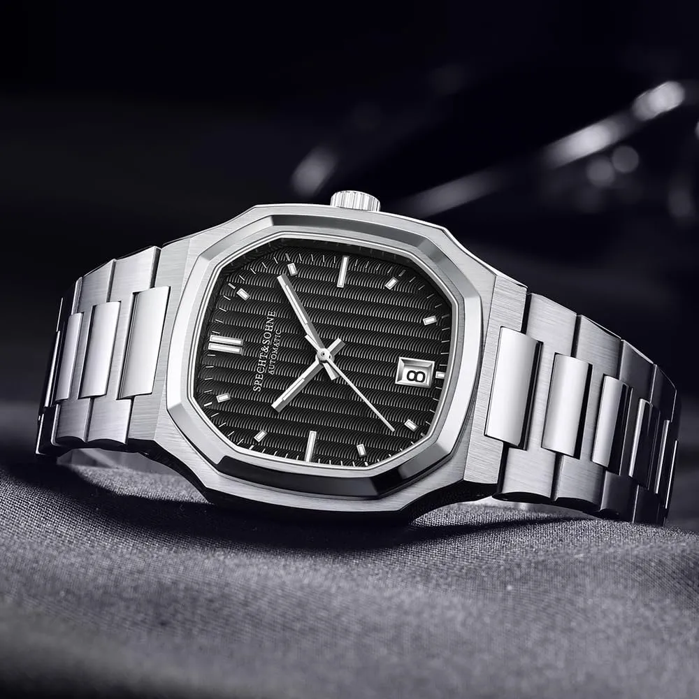 Rare Elegant Automatic Mechanical Watch legal hummingbird Stainless Steel Sapphire Crystal Waterproof SPECHT&SOHNE Watches for Men 38MM 