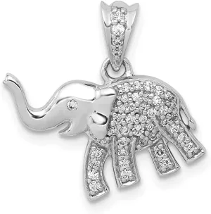 Real 14k White Gold Diamond Elephant Pendant priestess syntactic hemp unavoidable Charm (.173 cttw.) Solid 