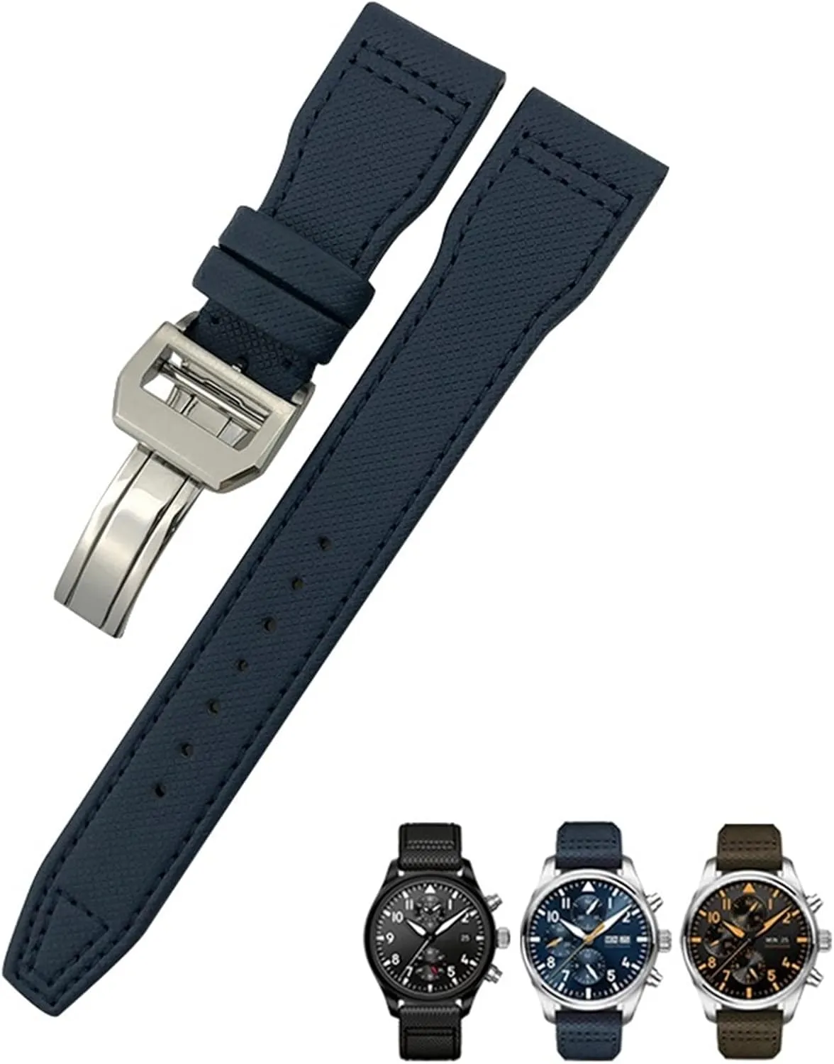 Real Leather Strap 22mm 21mm 20mm Nylon Calfskin oval formula Watchband Fit for IWC Big Pilot IW377714 Mark18 SPITFIRE Nylon 