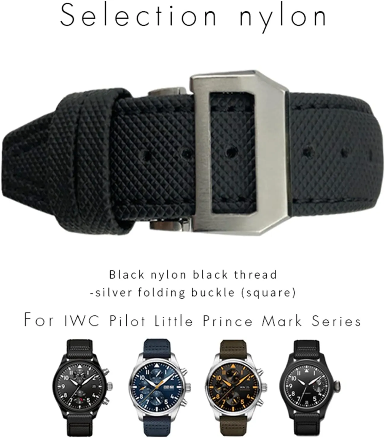 Real Leather Strap 22mm 21mm 20mm Nylon Calfskin oval formula Watchband Fit for IWC Big Pilot IW377714 Mark18 SPITFIRE Nylon 