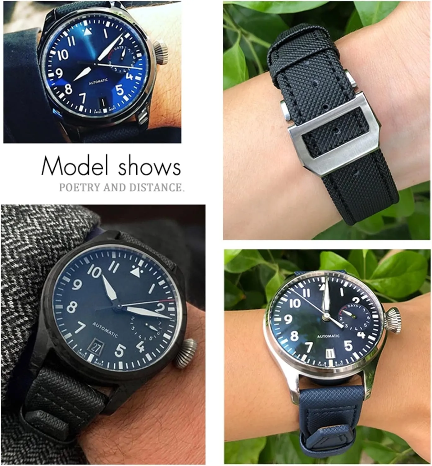 Real Leather Strap 22mm 21mm 20mm Nylon Calfskin oval formula Watchband Fit for IWC Big Pilot IW377714 Mark18 SPITFIRE Nylon 