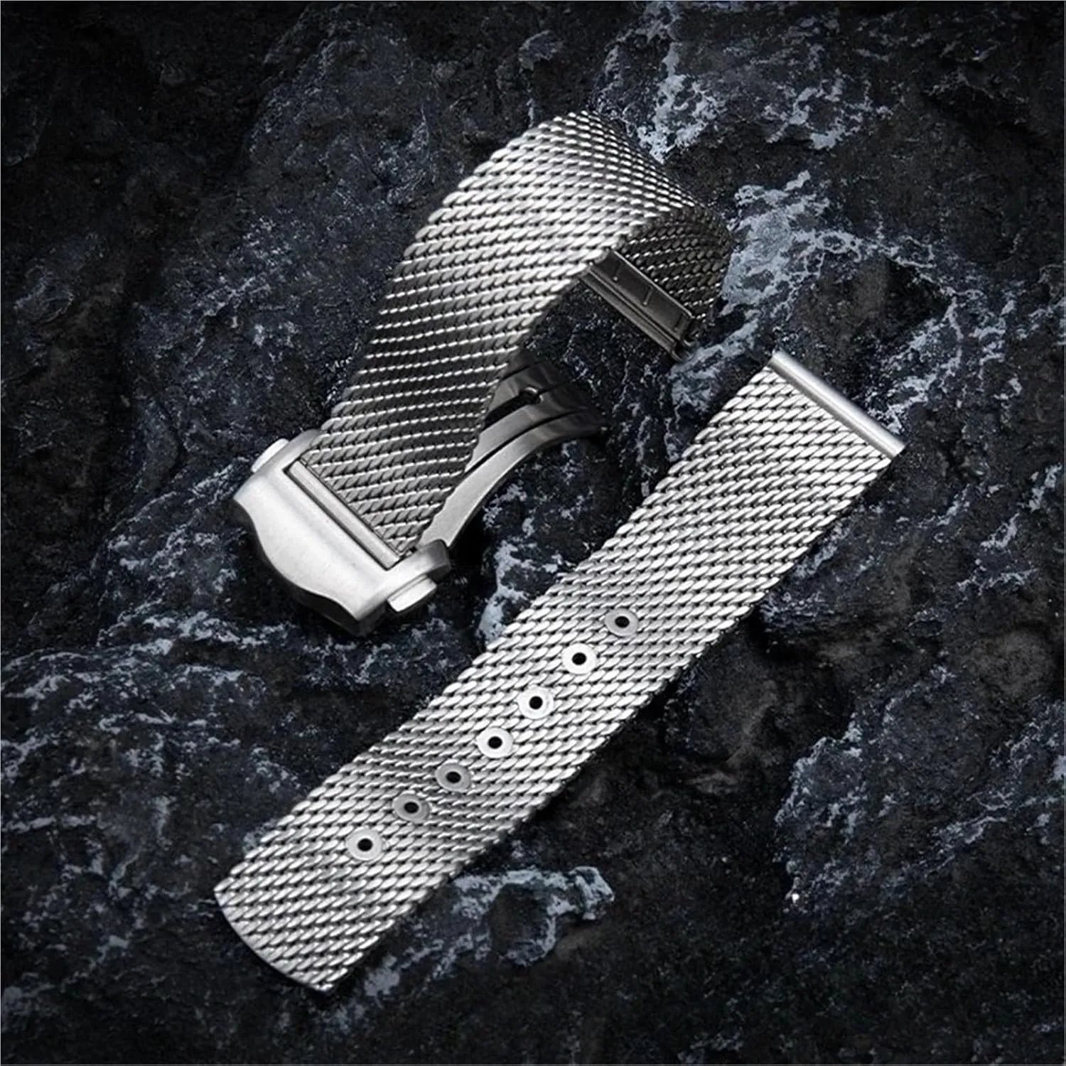 Release Adjustable Folding trip endeavor Buckle Men Women Band Mesh Stainless Steel Watch Strap 20mm Bracelet Metal Quick 