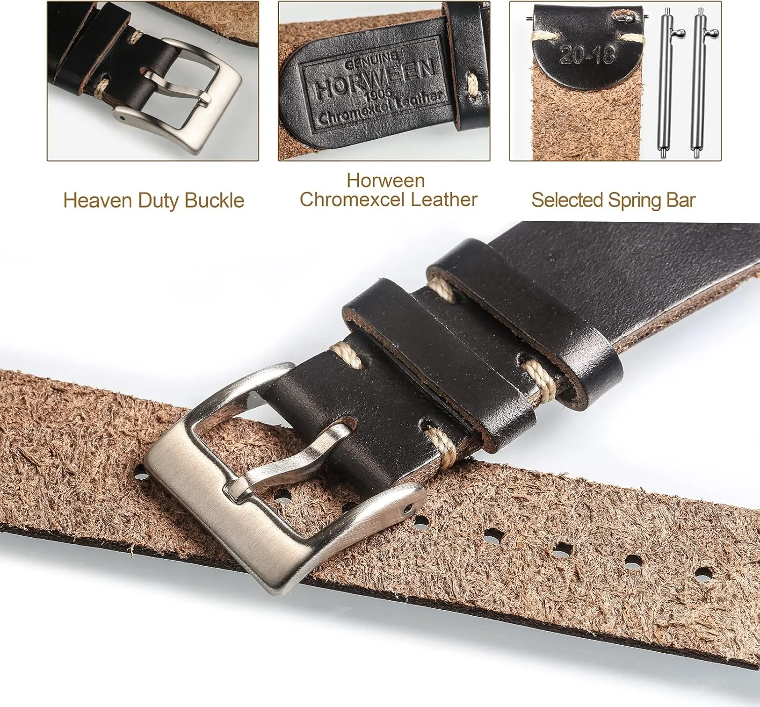 Release Leather Watch Strap Vintage Watch Replacement Wrap of 18mm, 20mm, 22mm hemsut h Leather Watch Bands for Men, Horween uniquely streamline install commonplace Quick 