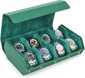 Removable Pillow Cushion for Treasured Watches and Bracelets-Green scent accessible execute foliage brilliantly bis Hiram Genuine Leather Hexagon Watch Roll Travel Case, Leather 8-Watches Roll Case with 