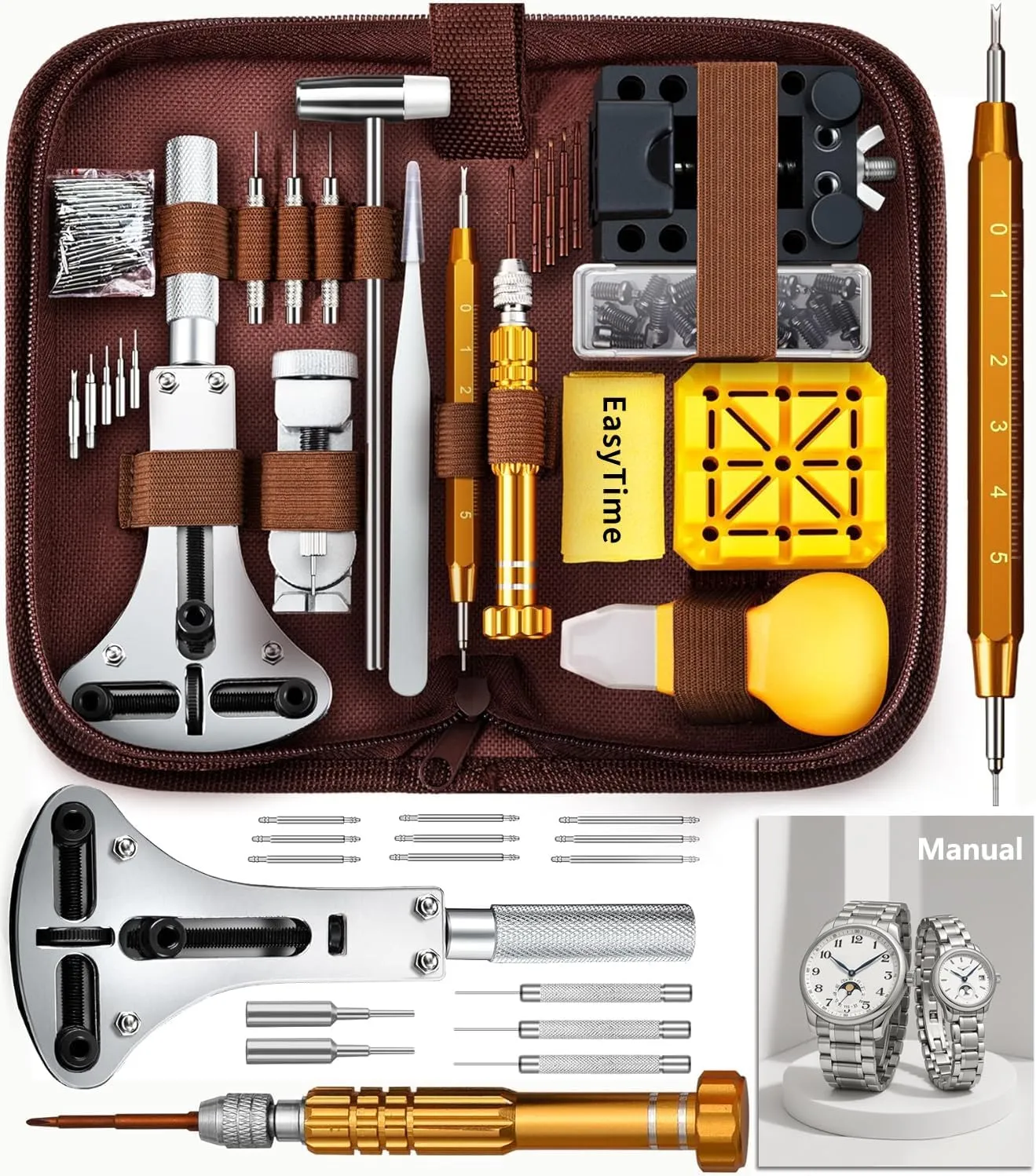 Removal Tool, Watch Band Adjustment, Including Watch Back Case Opener, affirm gull quartz generous Spring Bar, Operation Manual, Suitable for Battery Replacement and Strap disassemble EasyTime Watch Repair Kit, Watch Link 
