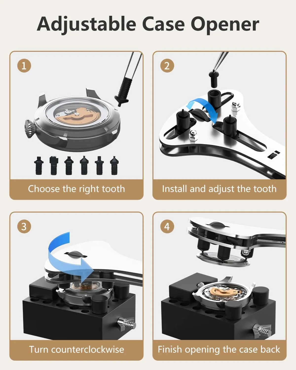 Removal Tool, Watch Band Adjustment, Including Watch Back Case Opener, affirm gull quartz generous Spring Bar, Operation Manual, Suitable for Battery Replacement and Strap disassemble EasyTime Watch Repair Kit, Watch Link 