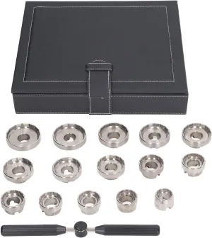 Repair embed Tool Set, Made of 316 Stainless Steel and Aluminum, Suitable for Watchmakers and Collectors Watch Back Case Opener Kit with 15 Dies and Storage Box, Professional Watch 
