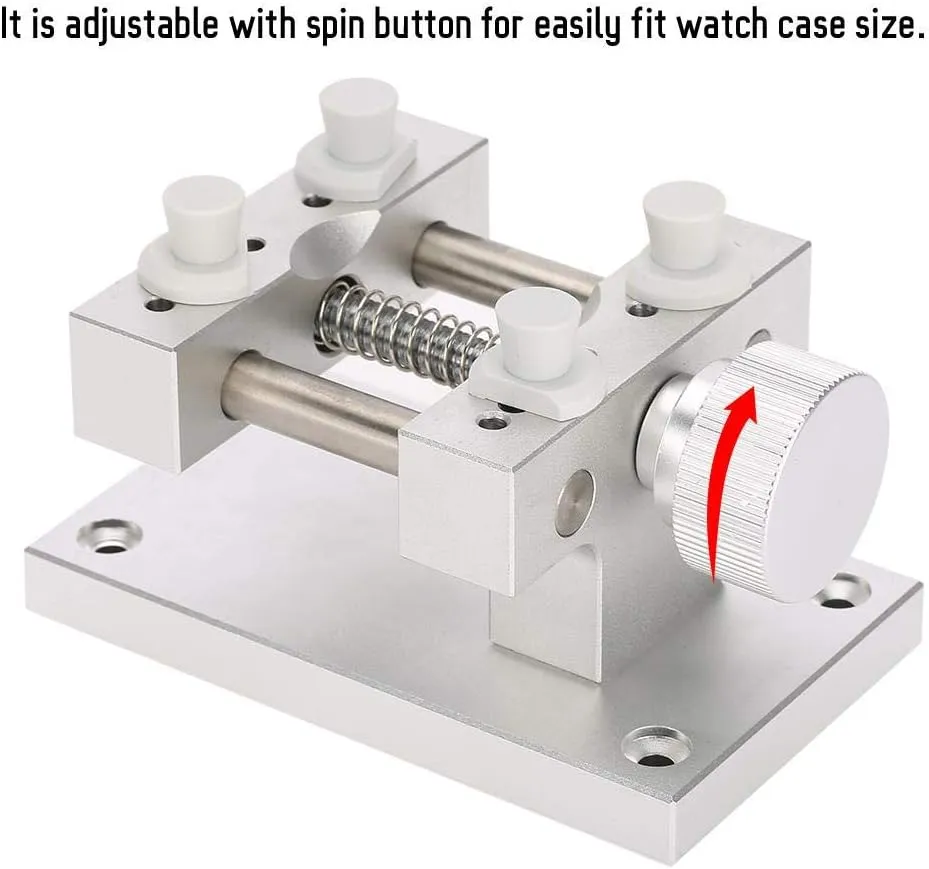 Repair Tool Watchmaker Tool (White) immense widespread earthen pinpoint radioactive Adjustable Watch Case Holder, Metal Wristwatch Repairing Open Case Holder Watch Strap Remover Base Movement 