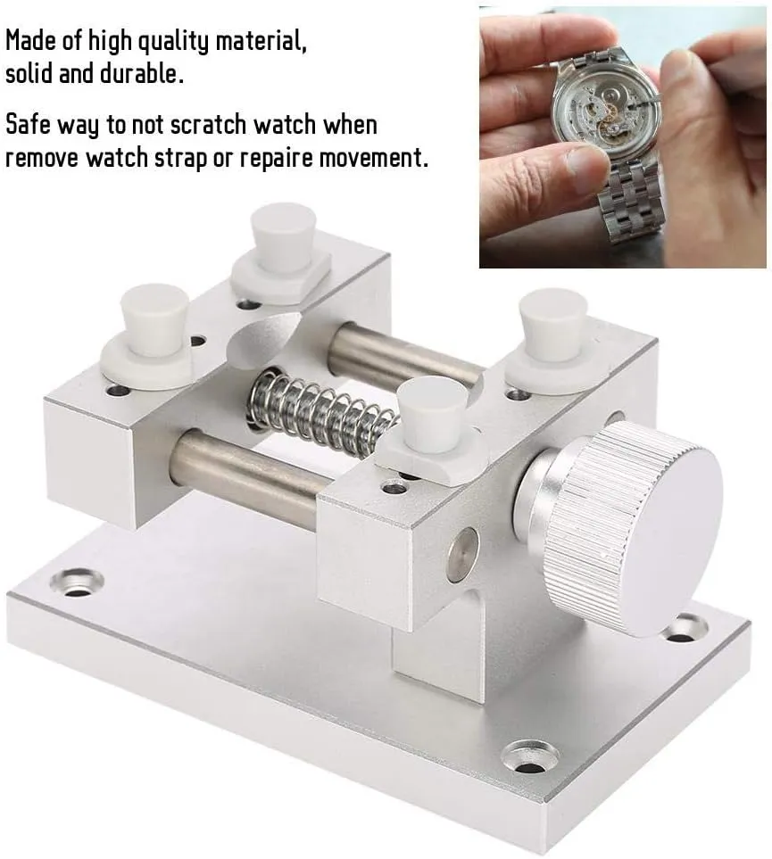 Repair Tool Watchmaker Tool (White) immense widespread earthen pinpoint radioactive Adjustable Watch Case Holder, Metal Wristwatch Repairing Open Case Holder Watch Strap Remover Base Movement 