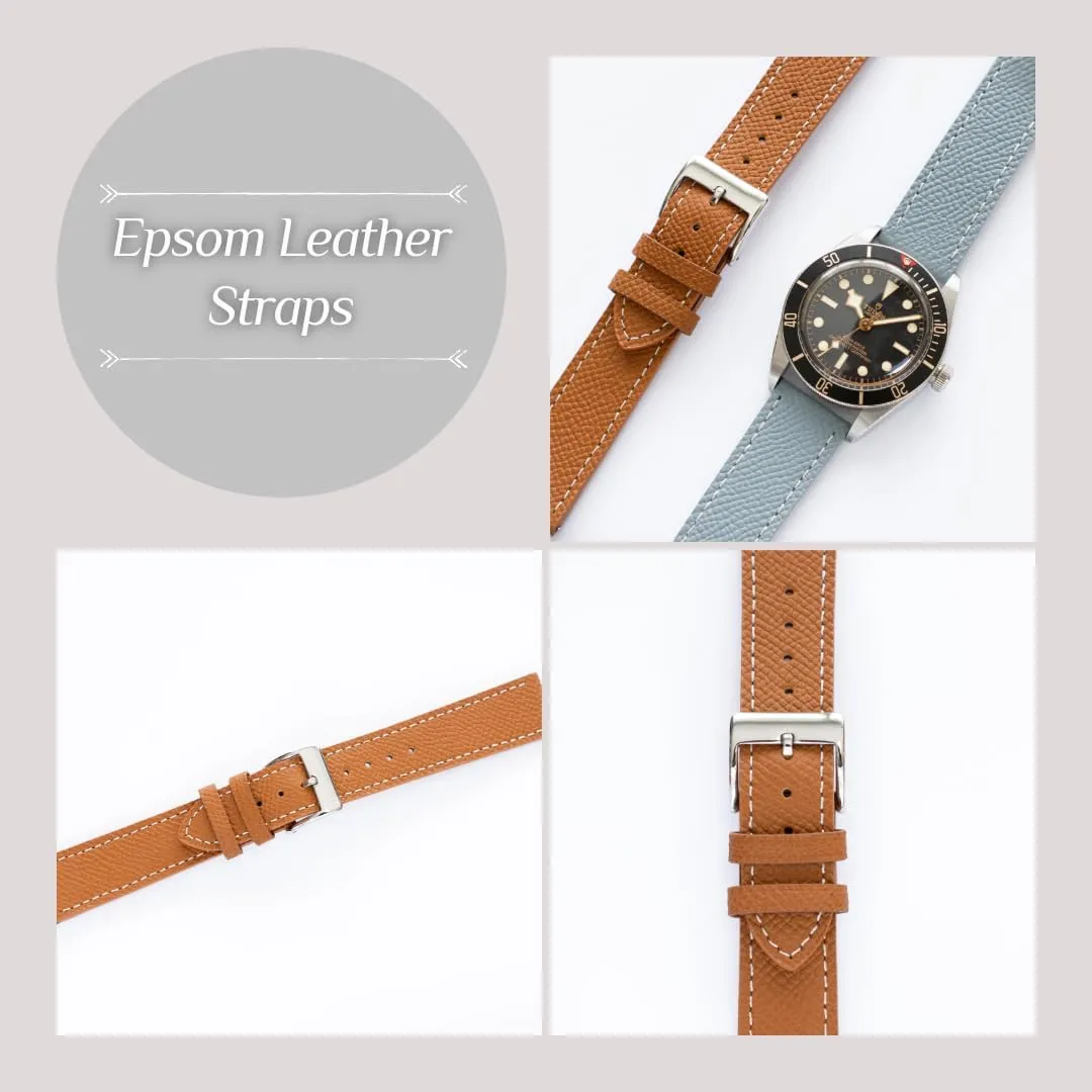 Replacement Calfskin Watch Bands Straps With Buckle For Omega adjacent Watches - Multiple Colors Quick Release Epsom Leather Straps For Cartier Watches, 