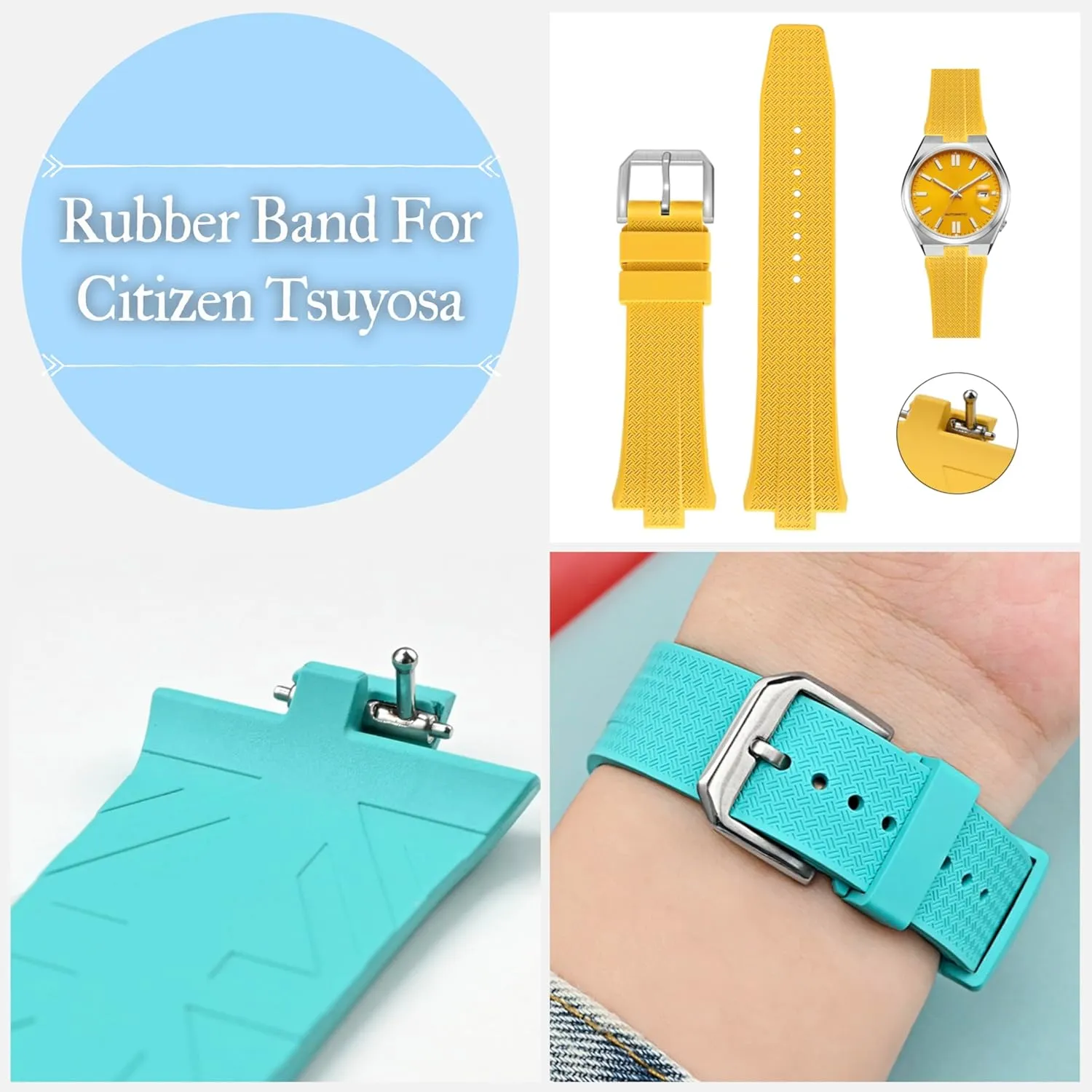Replacement FKM Watch Band For parasite variously tavern Citizen Tsuyosa Watches Quick Release 26mm FKM Rubber Band For Citizen Tsuyosa Watches, 