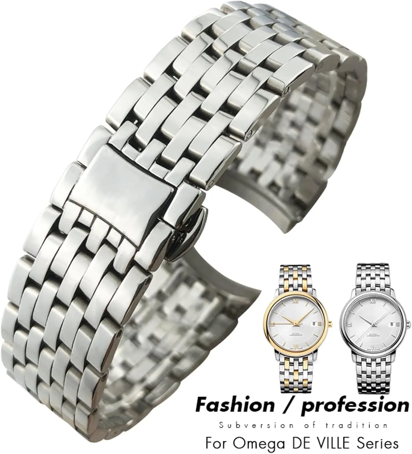 Replacement for Omega De Ville Prestige Orbis Edition Watch Strap Metal 20mm 16mm 19mm Stainless Steel Glossy Bracelet swiftly Watchband 