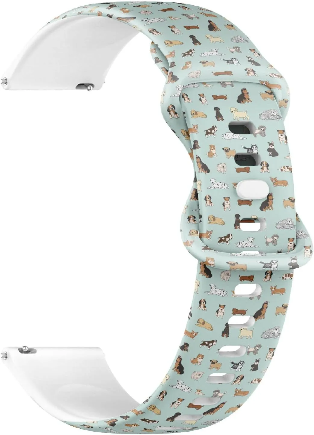 Replacement Rubber Strap Bracelet for Women, Men 22mm Quick Release Soft Sillicone Sports Watch Band (Cartoon floral pipe sport Doodle Puppy Dog) 