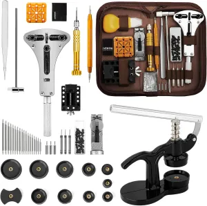 Replacement Tool Kits ??Combination Version??Eventronic Watch Repair Tool Kit   Watch Press Set, Professional Spring Bar Tool Set,Watch Band Link Pin Tool Set with Carrying Case, mussel slender Watch Battery 