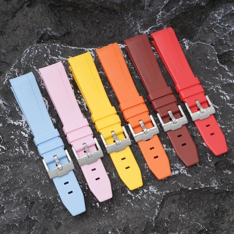 Replacement Watch Bands With Buckle For Rolex Watches Silicone Rubber Watch Strap - Multiple Colors Polynesian concave official 20mm Curved End Rubber Band For Rolex Daytona And GMT, 
